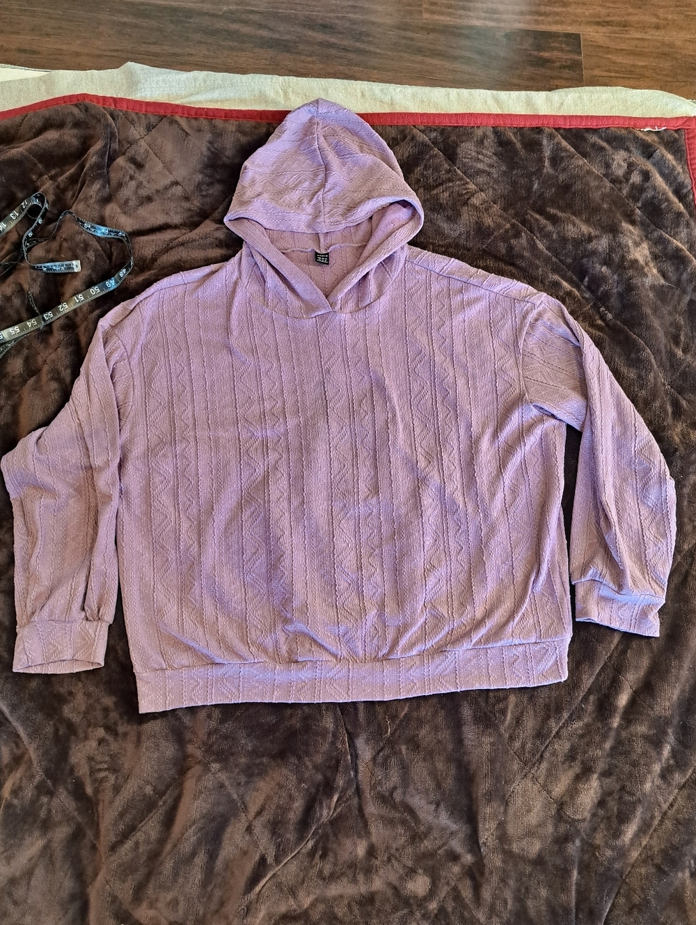 ​SHEIN Textured Jacquard Hoodie XL  Slouchy Extra Long Sleeves Drop Shoulder